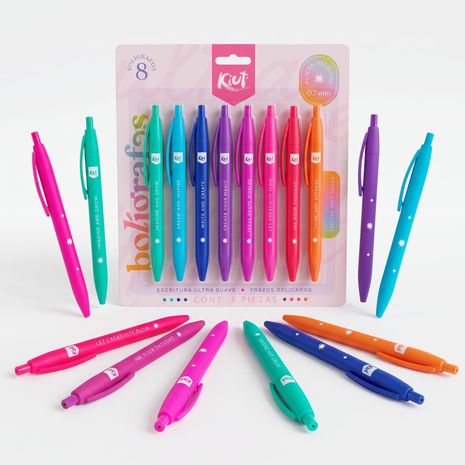 Bolígrafos Kiut Multicolor — 8 piezas