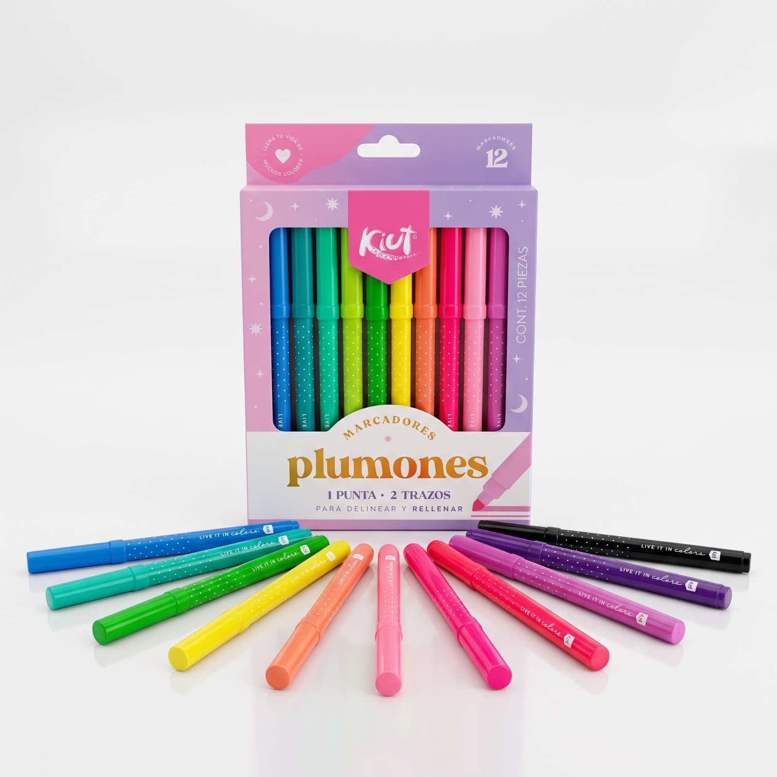 Plumones Kiut Lavables — 12 colores